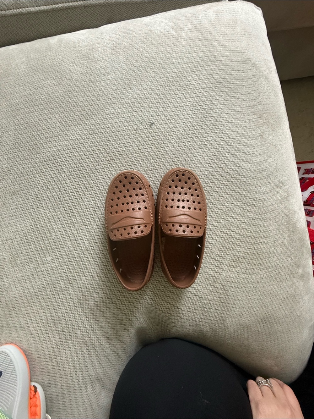 Kids Brown Perforated Slip-On Sandals